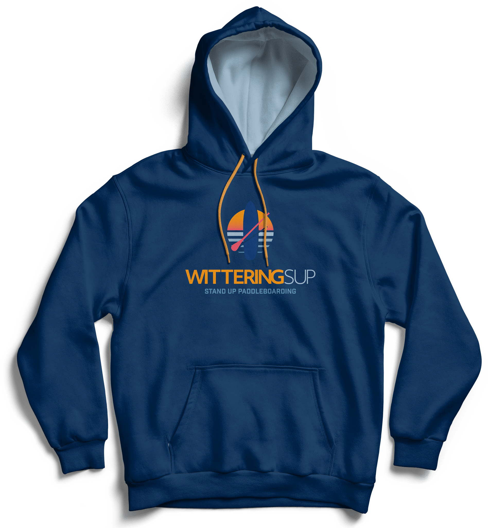 Wittering SUP branded merchandise dark blue hoodie with logo