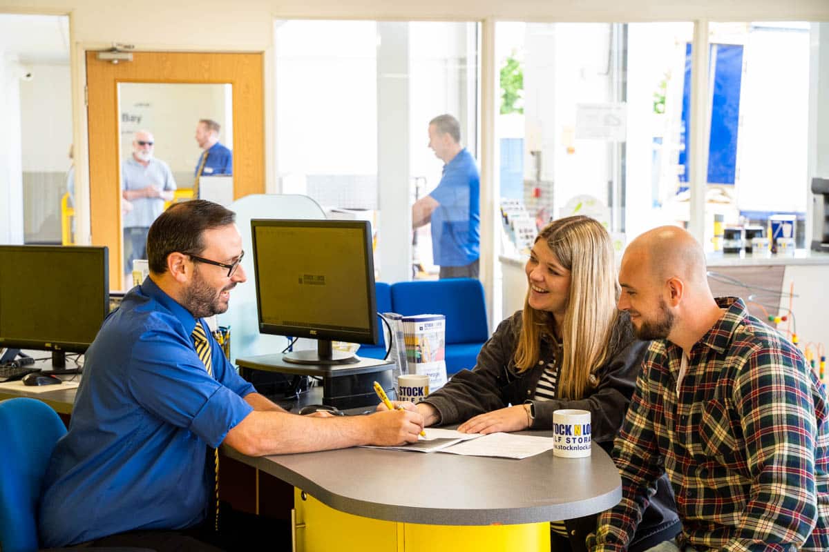 Customers at desk