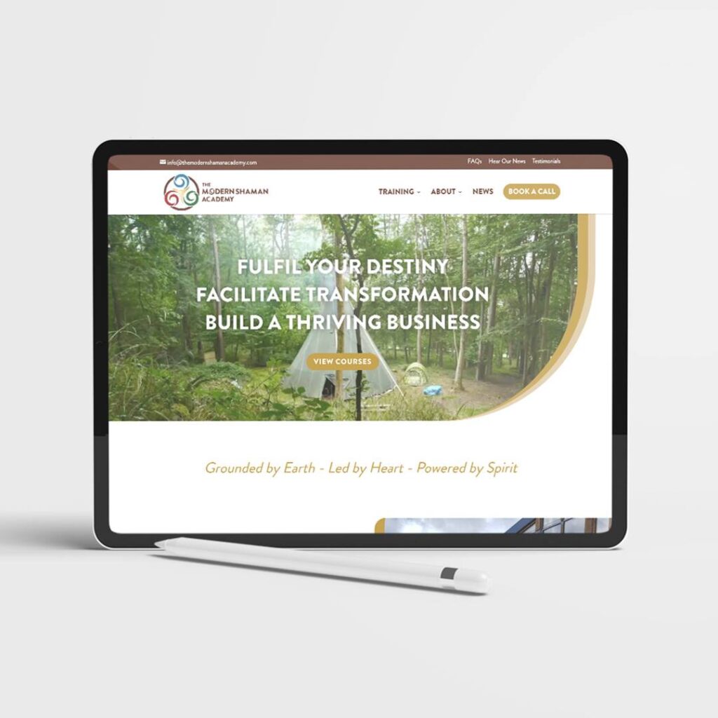 The Modern Shaman Academy homescreen on ipad with apple pencil