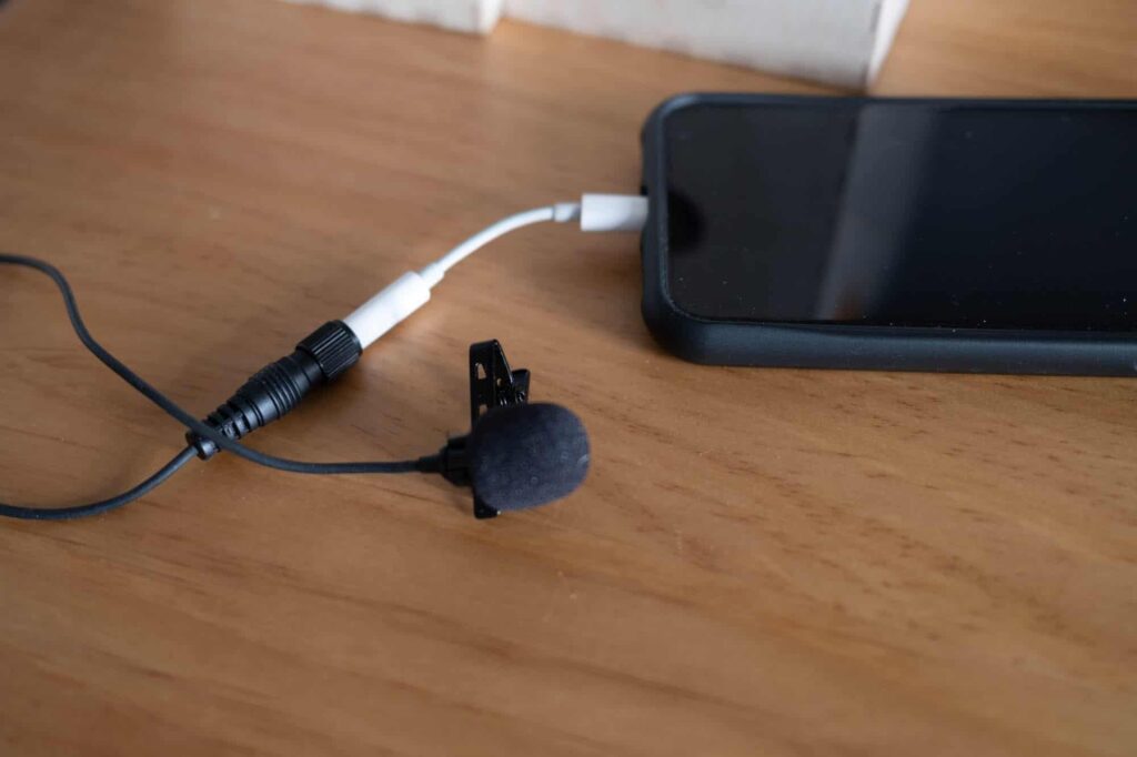 iphone with microphone attached