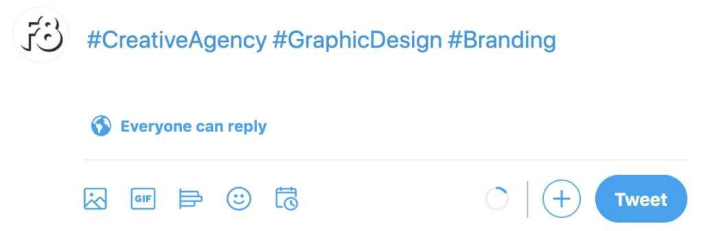 A screenshot of a tweet being written, showing how to use Camel Case in hashtags