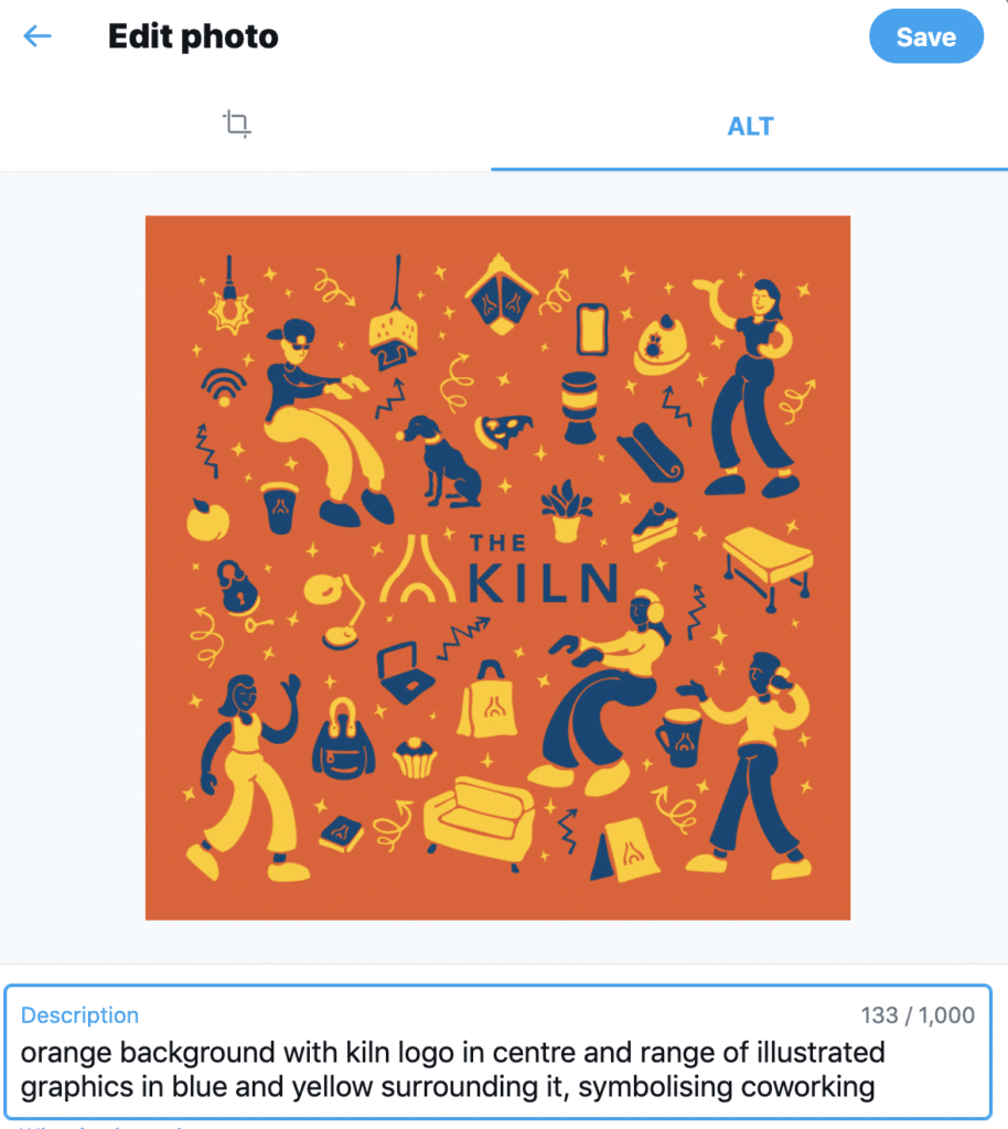 accessibility on social media image showing a tweet screenshot of adding in image alt text