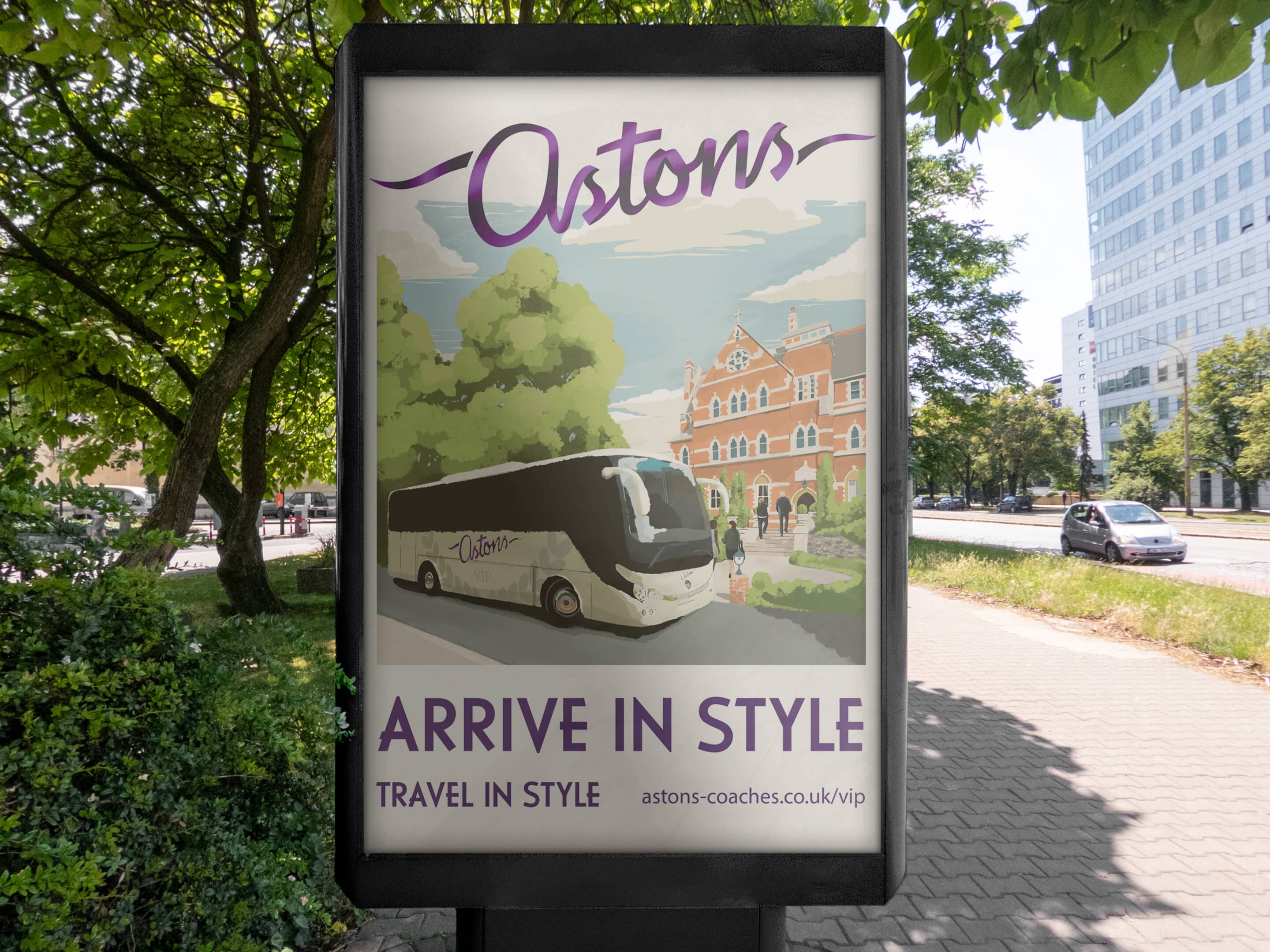 Astons Coaches Illustrated Poster Design