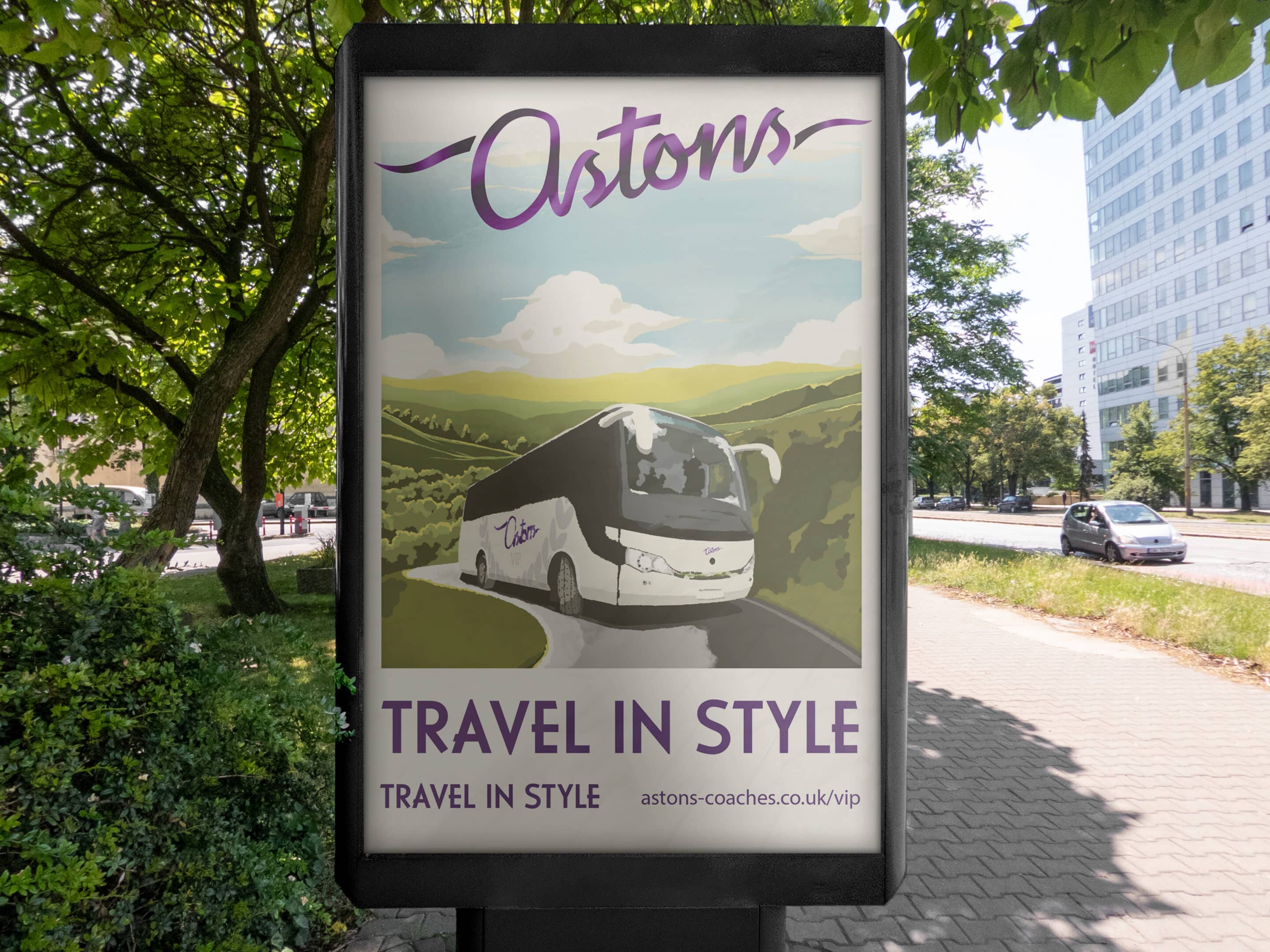 Astons Coaches Illustrated Poster Design