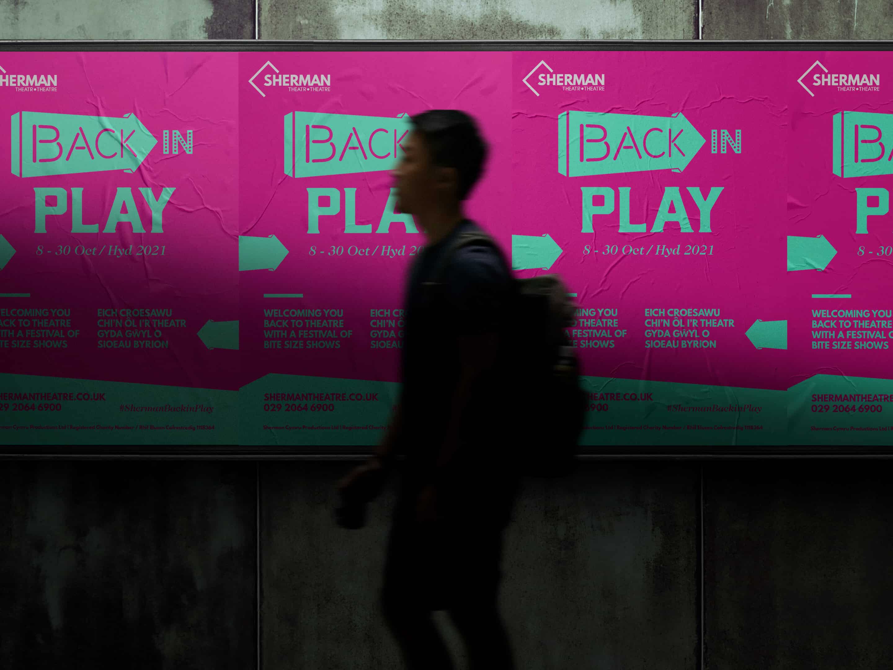 Sherman Theatre Back In Play Poster Design On Billboard
