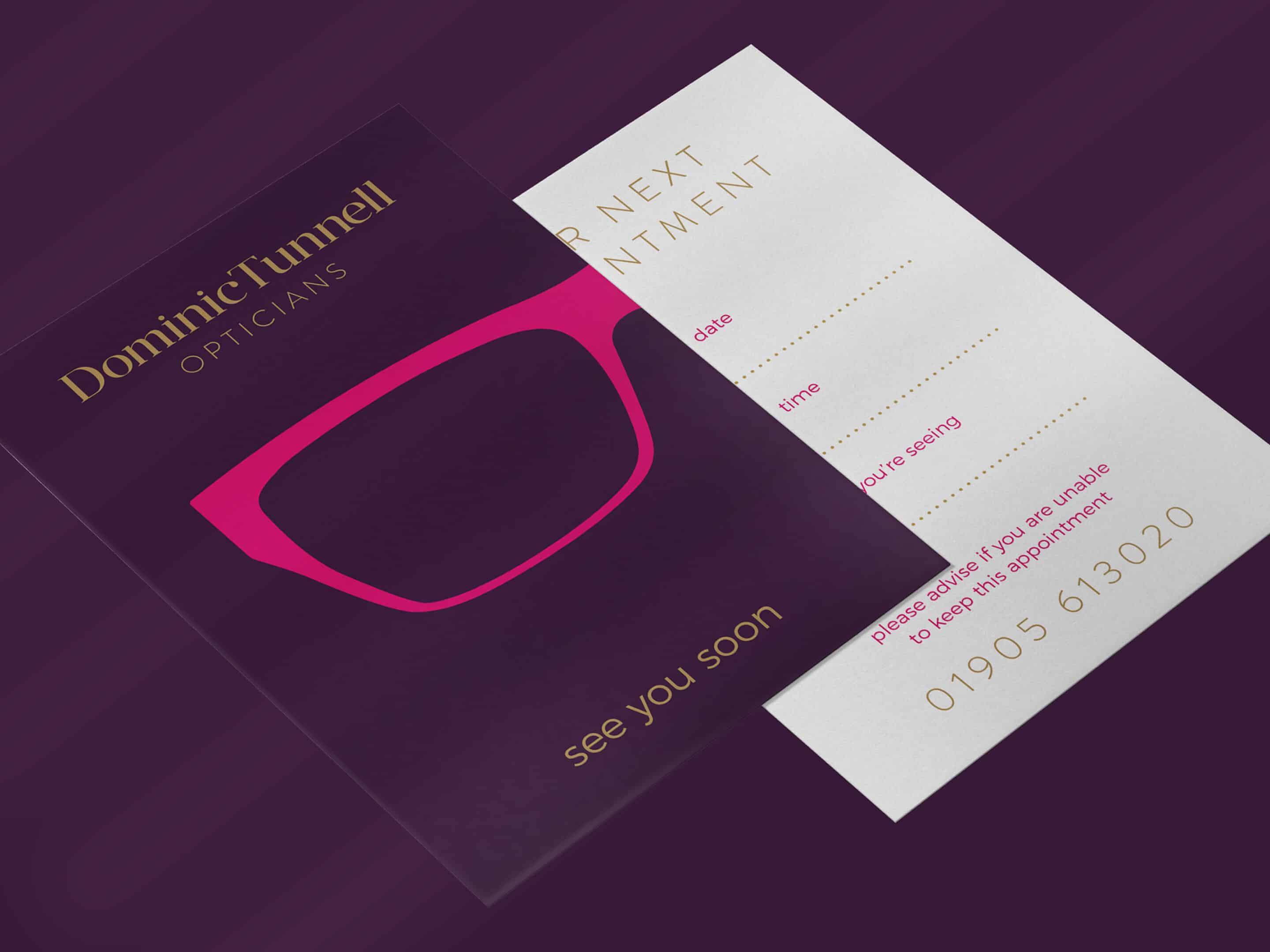Dominic Tunnell Opticians Appointment Cards