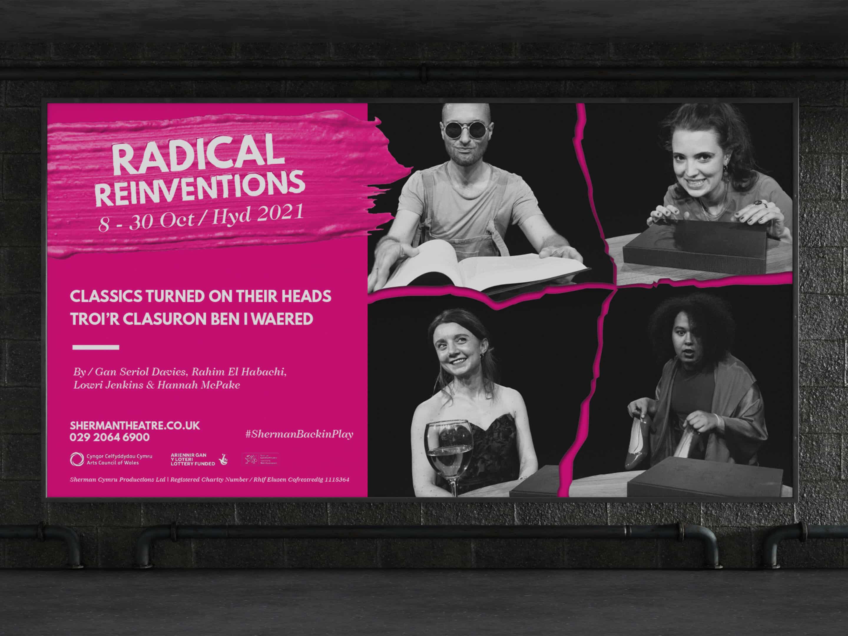 Sherman Theatre Radical Reinventions Poster Design On Billboard
