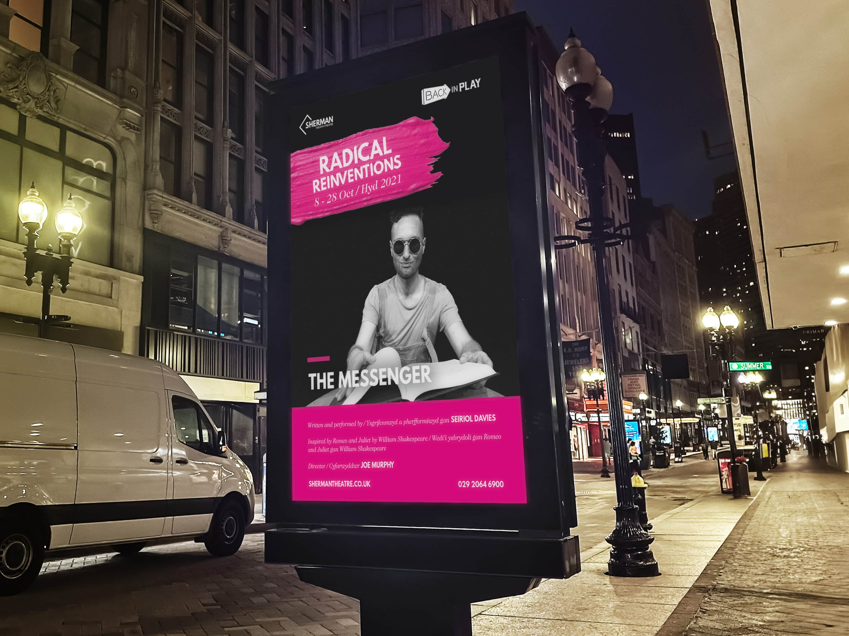 Sherman Theatre Radical Reinventions Poster Design On Billboard