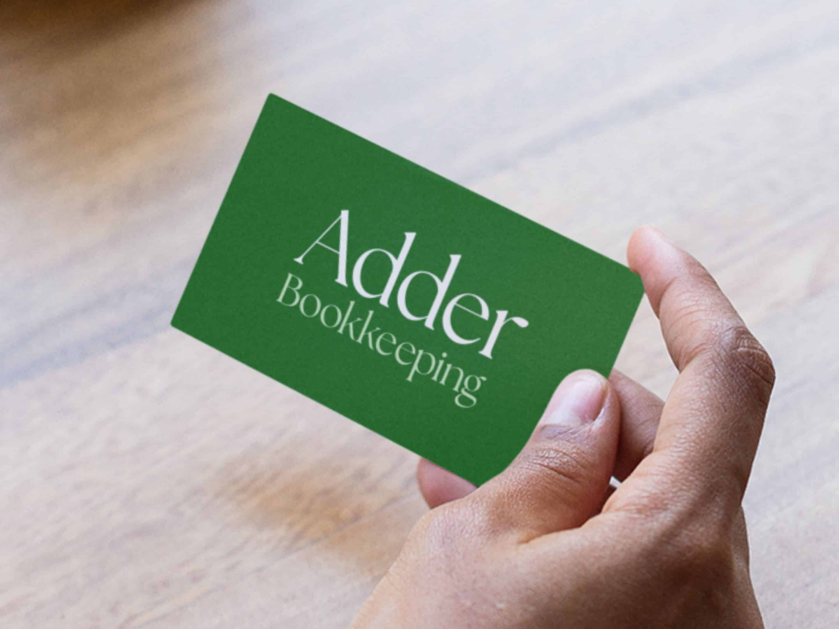 Adder Bookkeeping Business Card after rebranding