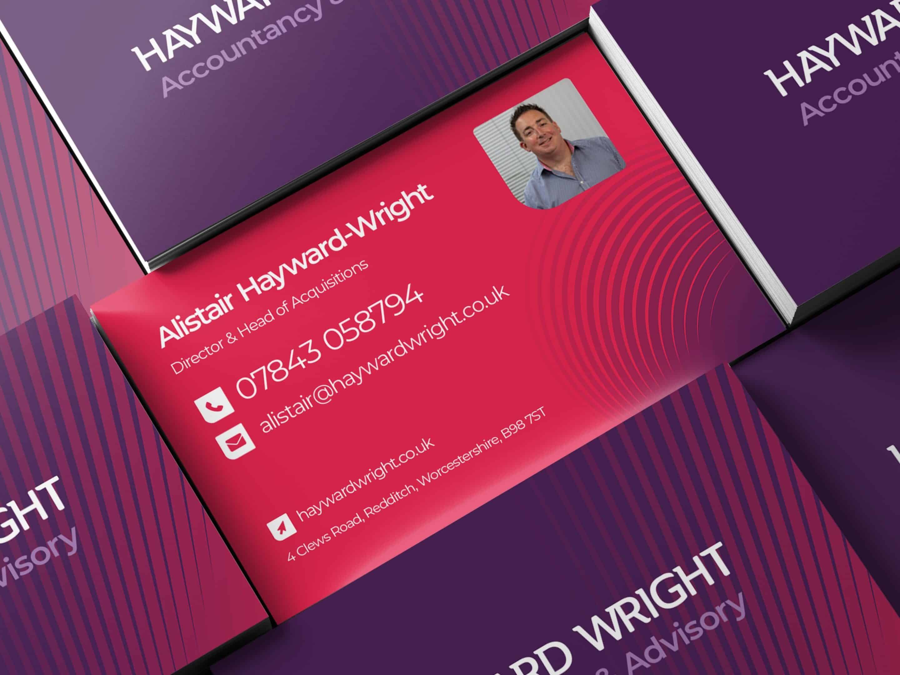 Hayward wright rebrand visual identity business cards