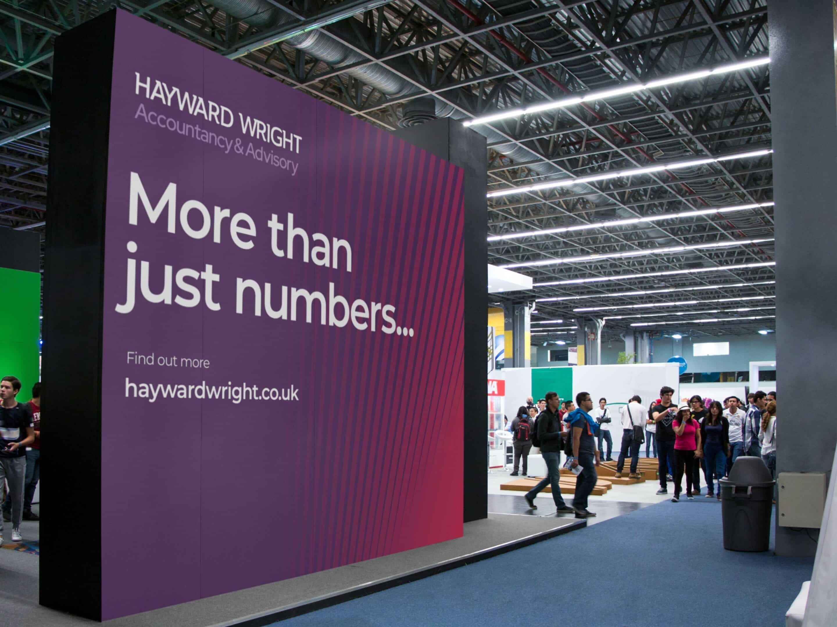 Hayward Wright banner at an exhibition centre event