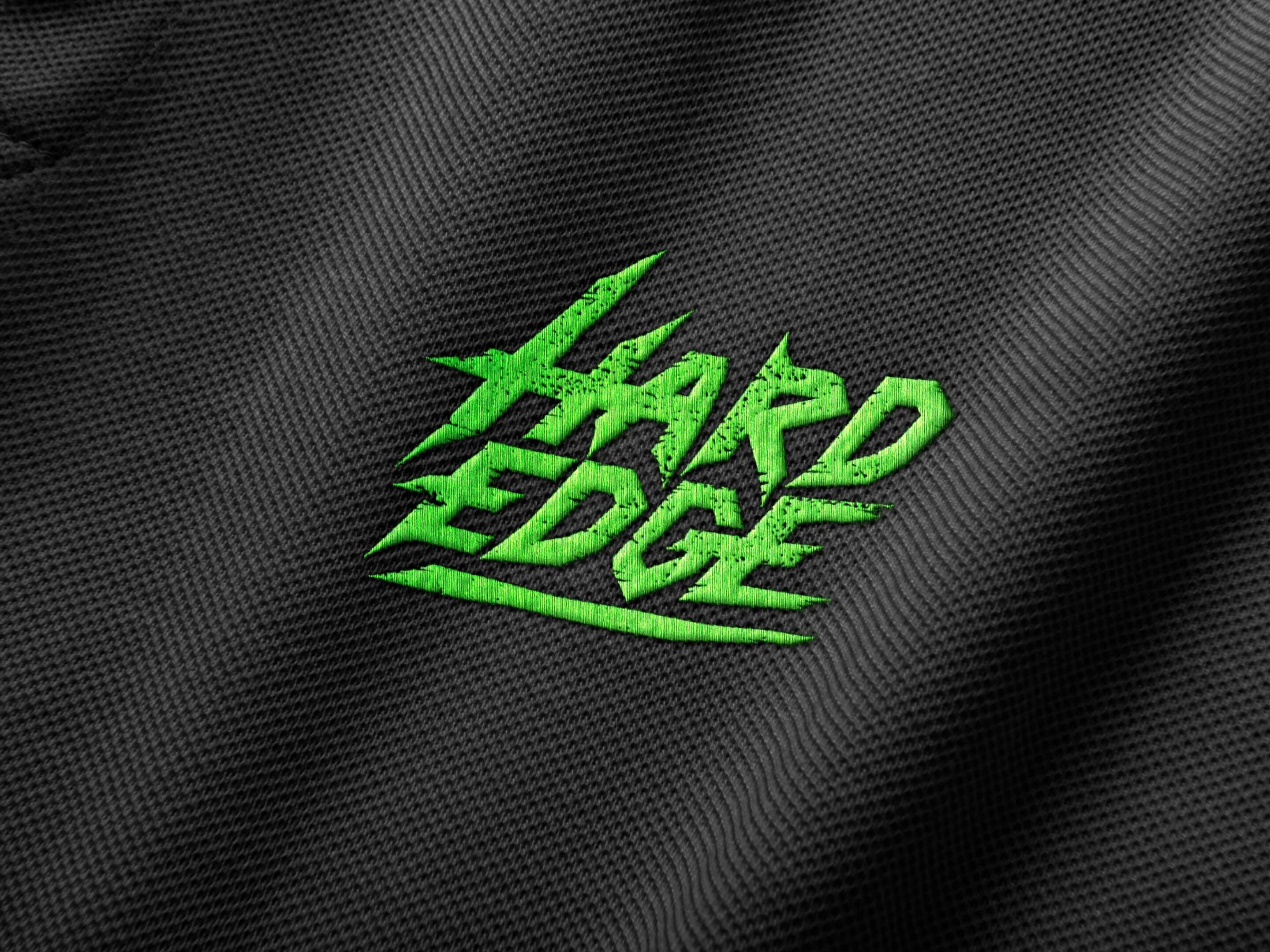 Hard Edge brand identity design logo on fabric
